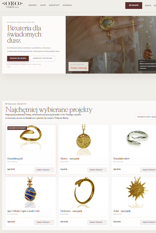 Mockup sklepu online Oro Tortuga
